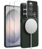 [Bundle] Galaxy S26 | Onyx Magnetic - Galaxy S26 | Onyx Magnetic - Green phone case with magnetic charger, camera lens protector, and screen glass.
