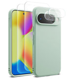 [Bundle] Google Pixel 10 Case | Onyx - Google Pixel 10 Case | Onyx - Mint green phone case with screen and camera lens protectors floating above the device.