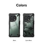 OnePlus 11 5G Case | Fusion-X - Two OnePlus 11 phones in black and camo black Fusion-X protective cases side by side.