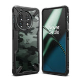 OnePlus 11 5G Case | Fusion-X - Rugged black camouflage case for OnePlus 11 5G with a clear back and reinforced corners.
