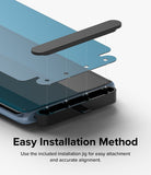 OnePlus 12R Screen Protector | Dual Easy Film - OnePlus 12R Screen Protector - Exploded view showing a screen protector aligning with a phone using an installation jig.