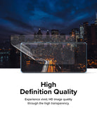 OnePlus 12R Screen Protector | Dual Easy Film - OnePlus 12R Screen Protector - Transparent film being applied to a smartphone screen displaying a night city skyline.