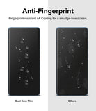 OnePlus 12R Screen Protector | Dual Easy Film - OnePlus 12R Screen Protector - Comparison showing clean Dual Easy Film versus smudged screen with fingerprints and scratches.
