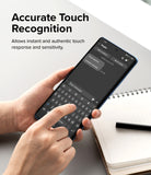OnePlus 12R Screen Protector | Dual Easy Film - OnePlus 12R Screen Protector - Hand typing on a smartphone screen to demonstrate responsive touch sensitivity.