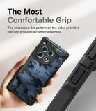OnePlus 12R Case | Fusion-X - Hand holding a blue camo phone case with a textured, non-slip grip and reinforced corners.
