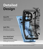 OnePlus 12R Case | Fusion-X - Exploded view of a protective phone case highlighting hard PC, soft TPU, and lanyard holes.