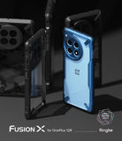 OnePlus 12R Case | Fusion-X - Multiple Fusion-X phone cases for OnePlus 12R displayed in blue and black on a dark surface.