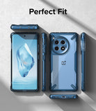 OnePlus 12R Case | Fusion-X - Blue protective phone case shown from multiple angles against a textured gray background.