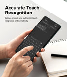 OnePlus 12 Screen Protector | Dual Easy Film [2 Pack] - OnePlus 12 Screen Protector - Hands typing on a smartphone screen to demonstrate high touch sensitivity and responsiveness.