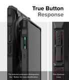 OnePlus 12 Case | Fusion-X - Close-up of phone case buttons showing textured protrusions and fine aperture lines for tactile response.