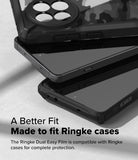 OnePlus 13R Screen Protector | Dual Easy Film - A smartphone with a screen protector installed inside a Ringke case.