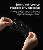 OnePlus 13R Screen Protector | Dual Easy Film - OnePlus 13R Screen Protector - Hands holding a flexible, transparent EPU screen protector against a black background.