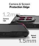 OnePlus 13R Case | Fusion-X - Close-up showing 1.2mm camera lip and 1.5mm raised screen bezel for device protection.