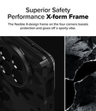 OnePlus 13R Case | Fusion-X - OnePlus 13R Case - Fusion-X - Close-up of a black phone case with a reinforced X-design corner next to a rocky texture.