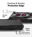 OnePlus 13R Case | Fusion-X - Close-up showing 1.2mm camera lips and 1.5mm raised screen bezel for device protection.