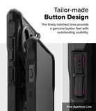 OnePlus 13R Case | Fusion-X - Close-up of black phone case buttons with textured, notched surfaces for tactile feedback.