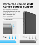 OnePlus 13R Screen Protector | Tempered Glass - Diagram showing 2.5D curved edge protection compared to standard flat glass.