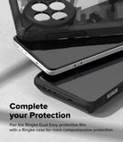 OnePlus 13 Screen Protector | Dual Easy Film - OnePlus 13 Screen Protector - Stacked OnePlus 13 phones with Ringke cases and screen protectors on a textured surface.