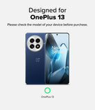 OnePlus 13 Screen Protector | Dual Easy Film - OnePlus 13 Screen Protector - Front and back view of a blue OnePlus 13 smartphone with the Never Settle logo on screen.
