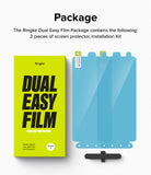 OnePlus 13 Screen Protector | Dual Easy Film - OnePlus 13 Screen Protector - Bright yellow product box next to two blue screen protectors with numbered application tabs.