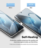[Bundle] OnePlus 13 | Fusion-X - Comparison of a scratched phone screen before and a smooth, self-healed screen after applying film.