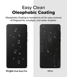 OnePlus 13 Screen Protector | Dual Easy Film - OnePlus 13 Screen Protector - Comparison showing water beading on Ringke film versus smudges on a standard screen.