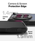 OnePlus 13 Case | Fusion-X - Close-up showing 1.4mm camera lips and 1.5mm raised screen bezel for device protection.