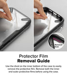 OnePlus 13S Case | Fusion-X - Hands peeling protective film from a phone case, highlighting a removal divot for easy access.