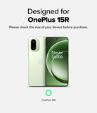 OnePlus 15R Case | Fusion-X - A light green OnePlus 15R smartphone shown from front and back with a green Never Settle screen.