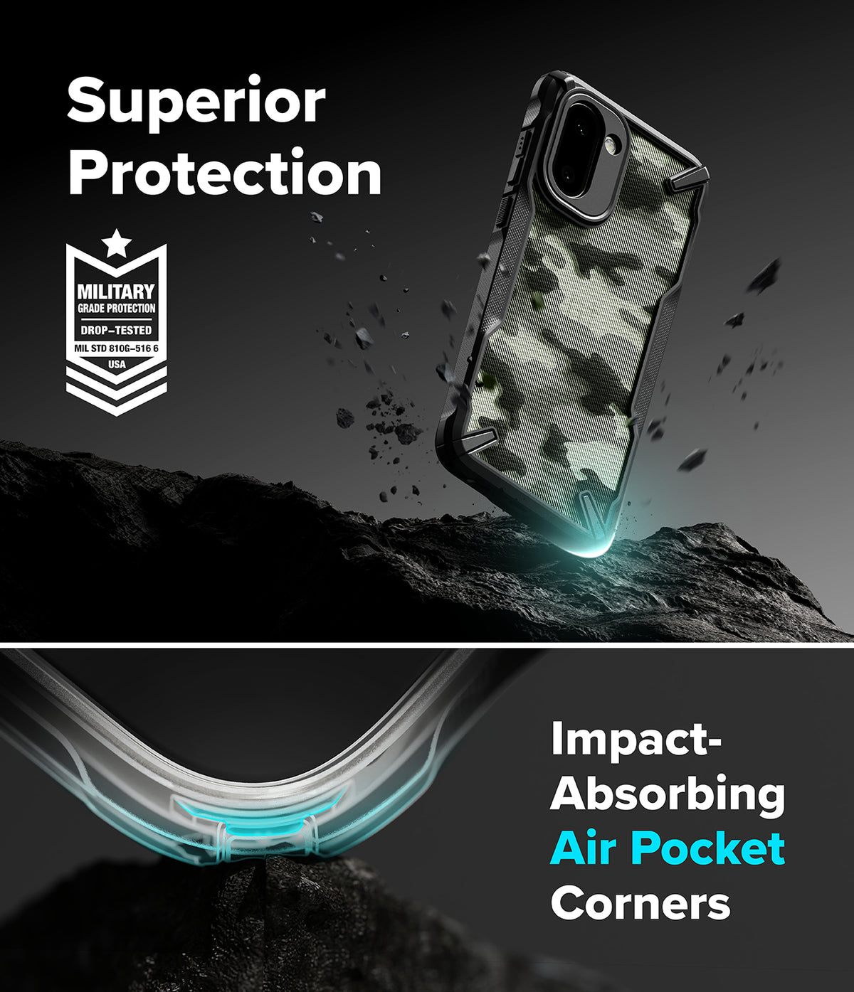 OnePlus 15R Case | Fusion-X - Camo phone case with military-grade protection and impact-absorbing air pocket corners.