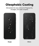 OnePlus 15 Screen Protector | Easy Slide Tempered Glass (2P) - OnePlus 15 Screen Protector - Comparison showing Ringke screen with water beads versus a smudged screen with fingerprints.