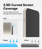OnePlus 15 Screen Protector | Easy Slide Tempered Glass (2P) - OnePlus 15 Screen Protector - Diagram showing 2.5D curved glass edges protecting a phone screen compared to flat glass.