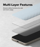 OnePlus 15 Screen Protector | Easy Slide Tempered Glass (2P) - OnePlus 15 Screen Protector - Exploded view showing multi-layer screen protector components above a smartphone.