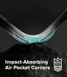 [Bundle] OnePlus 15 | Fusion-X - OnePlus 15 | Fusion-X - Close-up of a phone case corner with glowing blue air pockets resting on a dark, rugged rock surface.