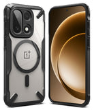 OnePlus 15 Case | Fusion-X Magnetic - Clear protective case with black bumper, magnetic ring, and phone front view.