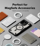 OnePlus 15 Case | Fusion-X Magnetic - OnePlus 15 Fusion-X case surrounded by various MagSafe-compatible accessories.