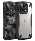 OnePlus 15 Case | Fusion-X - Two rugged phone cases with black bumpers, one with a camo pattern and one clear back.