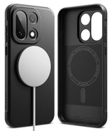 OnePlus 15 Case | Onyx Magnetic - Black textured phone case with a magnetic charger attached and interior ring detail.