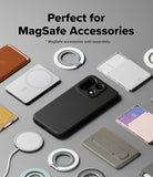 [Bundle] OnePlus 15 | Onyx Magnetic - Black OnePlus 15 case surrounded by various MagSafe-compatible wallets, chargers, and ring holders.