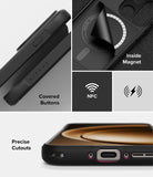 [Bundle] OnePlus 15 | Onyx Magnetic - OnePlus 15 | Onyx Magnetic - Features showing covered buttons, internal magnetic ring, NFC, wireless charging, and cutouts.