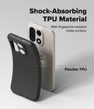 OnePlus 15 Case | Onyx Magnetic - A flexible black TPU phone case next to a light-colored smartphone on a gray background.