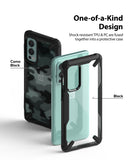 OnePlus Nord 2 Case | Fusion-X - Camo Black and clear black Fusion-X cases for OnePlus Nord 2 with text highlights.