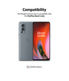 OnePlus Nord 2 Case | Fusion-X - A gray OnePlus Nord 2 phone showing front and back views with Never Settle screen text.