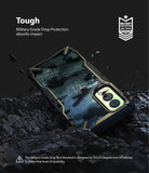 OnePlus Nord 2 Case | Fusion-X - Camouflage phone case on rocky surface with military-grade drop protection badge.