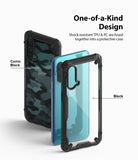 OnePlus Nord CE 5G Case | Fusion-X - Camo Black and clear black protective phone cases shown with a blue smartphone.
