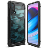 OnePlus Nord CE 5G Case | Fusion-X - Rugged black phone case with camo back and screen view on white background.
