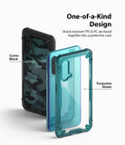 OnePlus Nord CE 5G Case | Fusion-X - Camo Black and Turquoise Green shock-resistant phone cases shown from the back.