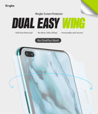 OnePlus Nord Screen Protector | Dual Easy Film - A protective film being applied to a OnePlus Nord smartphone screen.