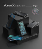 OnePlus Nord Case | Fusion-X - Multiple Fusion-X cases for OnePlus Nord displayed on black geometric blocks.