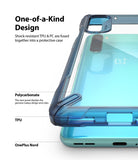OnePlus Nord Case | Fusion-X - A clear, shock-resistant phone case with blue TPU edges and a transparent polycarbonate back.